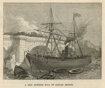 Un barco chocando con el Puente de Londres de English School