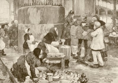 Un comedor social en París en el siglo XIX (litografía) de English School
