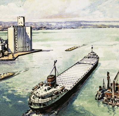 Un petrolero navegando en el Lago Michigan de English School