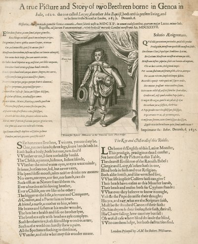 Una verdadera imagen e historia de dos hermanos nacidos en Génova, Italia, 1620 de English School