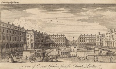 Vista de Covent Garden, Londres, desde el pórtico de la Iglesia de English School