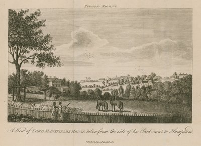 Vista de la Casa de Lord Mansfield tomada desde el lado de su parque junto a Hampstead de English School