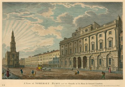 Vista de Somerset House y St Mary-le-Strand, The Strand, Londres de English School