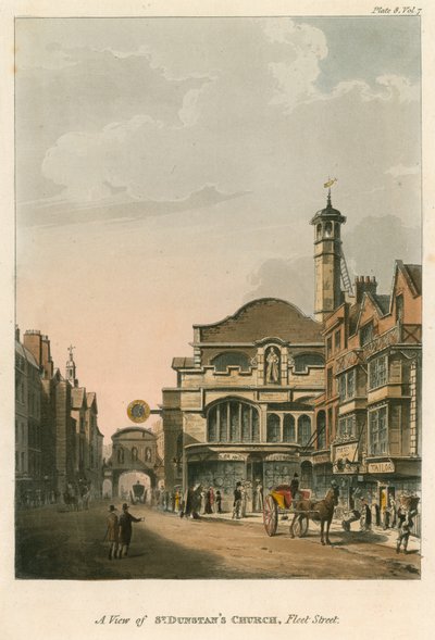 Vista de la Iglesia de San Dunstan, Fleet Street, Londres de English School