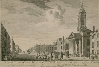 Vista de la Iglesia de St Georges, Hanover Square, desde Conduit Street, Londres de English School