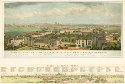 Una vista de las ciudades de Londres y Westminster con los suburbios y el campo circundante de English School