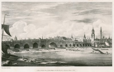 Vista del lado este del Puente de Londres en el año 1827 de English School