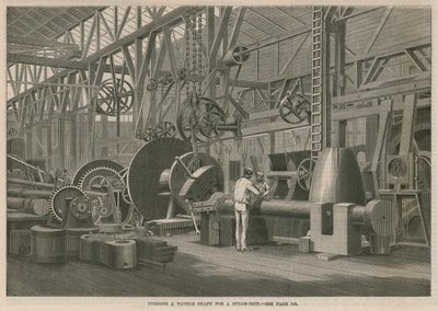 Visita a la Fábrica de Motores Marinos de Penn en Greenwich, Londres; Torneado de un eje de paleta para un barco de vapor de English School