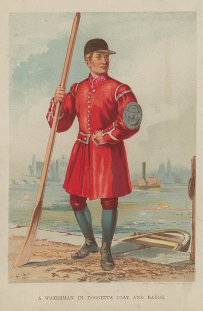Un barquero con el Abrigo y la Insignia de Doggett de English School