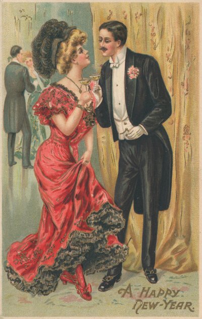 Una pareja bien vestida asistiendo a una fiesta de English School