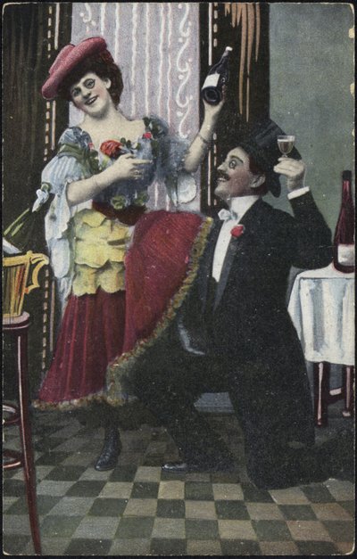 Una pareja bien vestida riendo de English School
