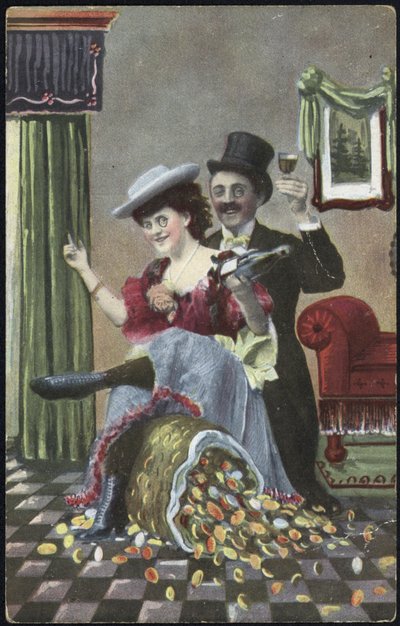 Una pareja bien vestida riendo de English School