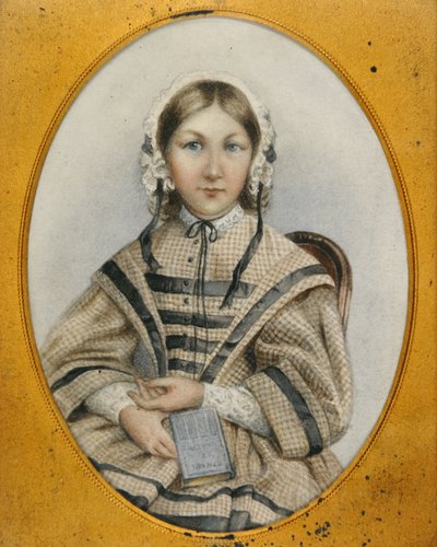 Una joven Florence Nightingale en un marco ovalado de English School