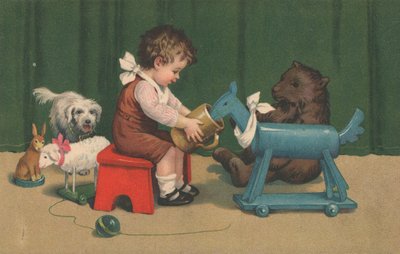 Un niño pequeño jugando con sus juguetes en una guardería de English School