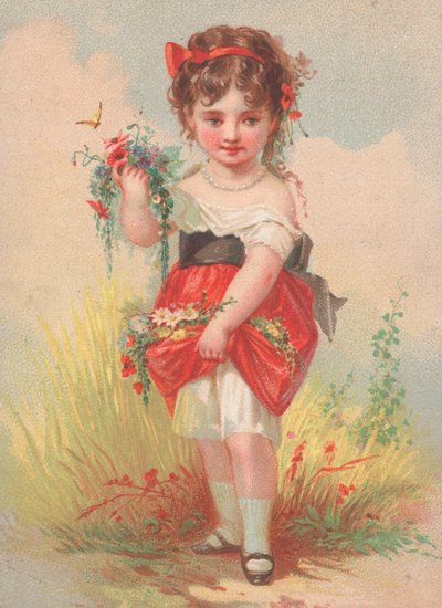 Una niña recogiendo flores silvestres de English School