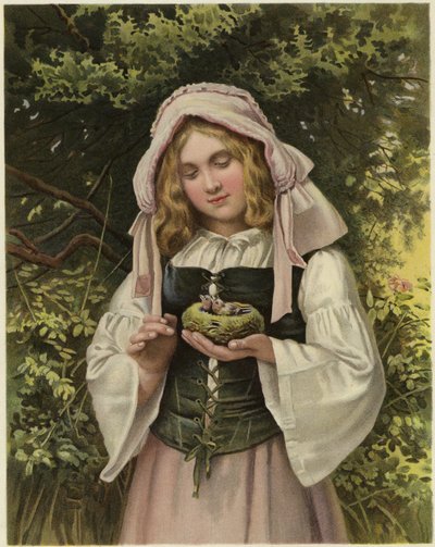 Una niña sosteniendo un nido de pájaros de English School