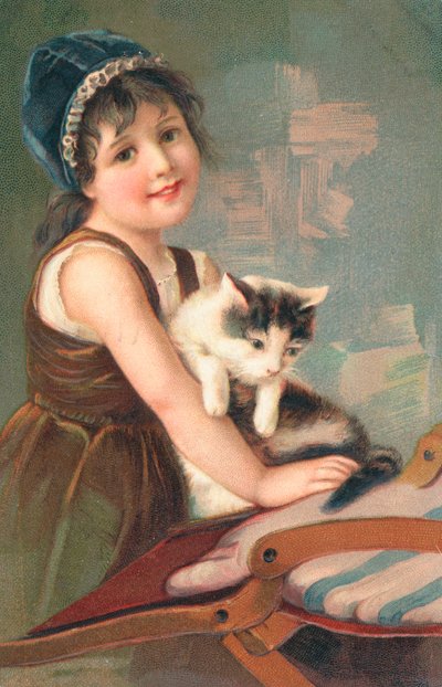 Una joven posando con un gato de English School