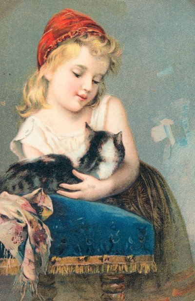Una joven posando con un gato de English School
