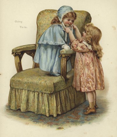Una niña de pie sobre el cojín de un sillón de English School