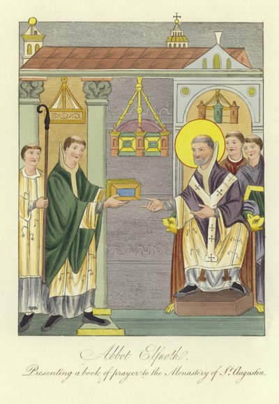 Abad Elfnoth presentando un libro de oraciones al Monasterio de San Agustín de English School