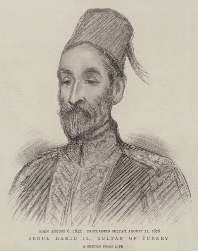 Abdul Hamid II, Sultán de Turquía (grabado) de English School