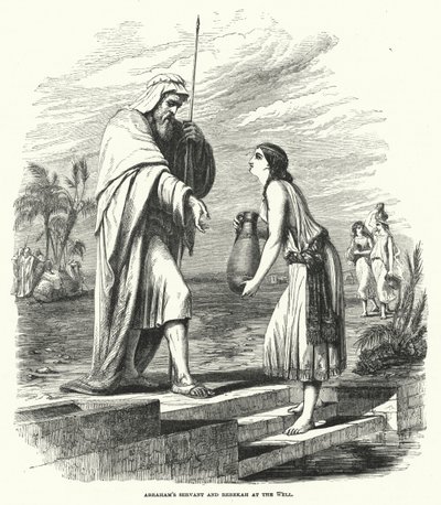 El siervo de Abraham y Rebeca en el pozo de English School