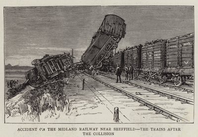 Accidente en el ferrocarril Midland cerca de Sheffield, los trenes después de la colisión de English School