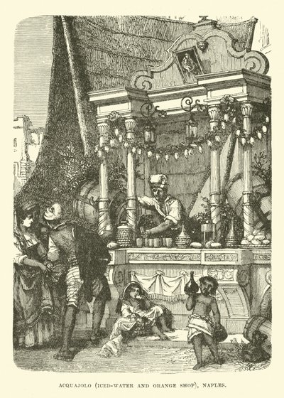 Acquajolo, tienda de agua helada y naranjas, Nápoles de English School