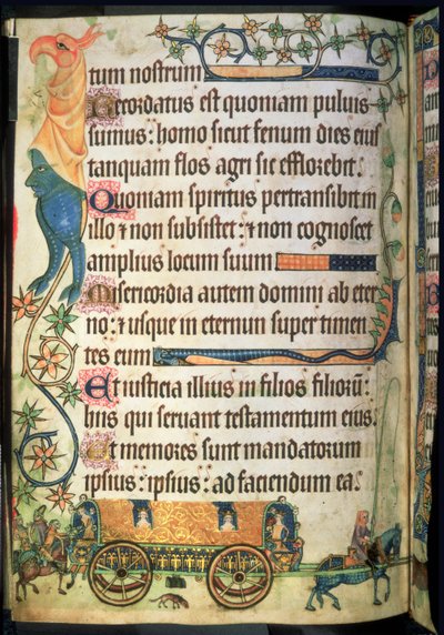 Add 42130 f.181v Salmo 102: Carruaje de viaje para damas reales, del 