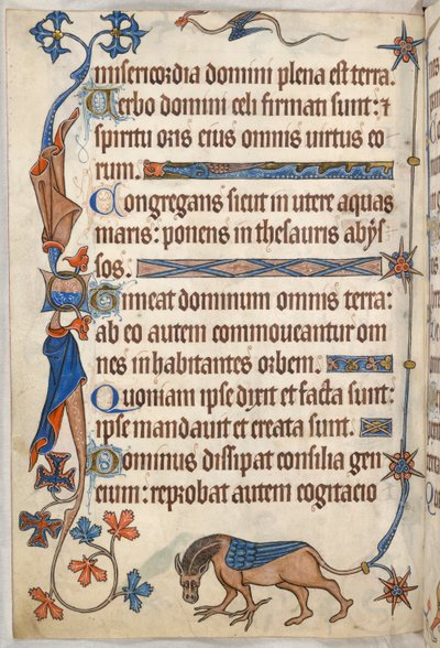 Agregar. 42130, f.61v, Salmo 32, caballo alado, de 
