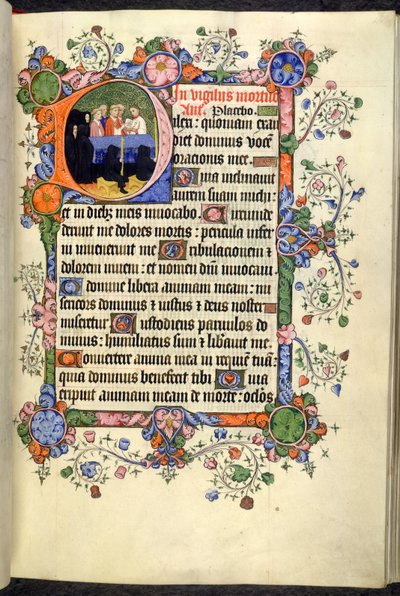 Agregar. 42131 f.46r, Vigilias de los Muertos (Oficina de los Muertos), con gótica quadrata, de Bedford Hours and Psalter de English School