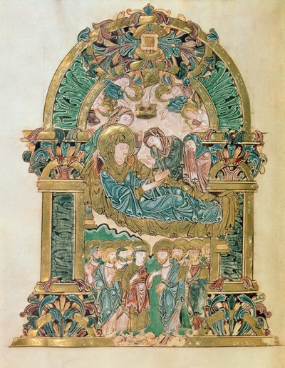 Añadir 49598 f.102v Asunción de la Virgen, de la Bendición de San Aethelwold, Winchester, c.980 (vitela) de English School