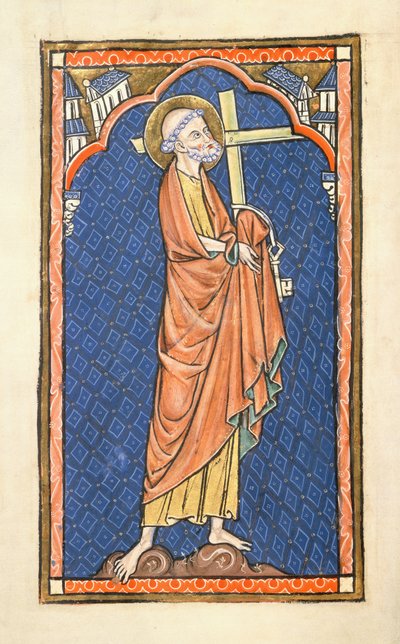Añadir 50000 f.7v San Pedro, del Salterio Oscott, c.1270 (vitela) de English School