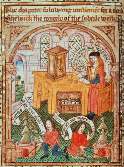 Añadir MS 10302 f.37v Maestro de alquimia preparando ingredientes, de 