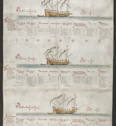 Añadir MS 22047 f.4r La galera El Unicornio y La Golondrina, de 