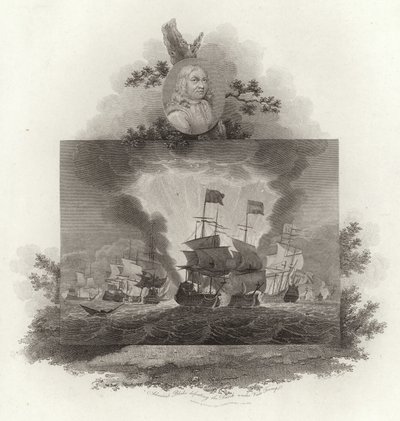 El almirante Blake derrotando a los holandeses bajo Van Tromp de English School
