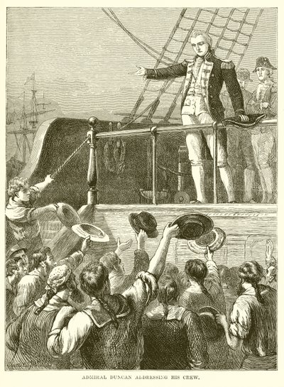 El almirante Duncan dirigiéndose a su tripulación de English School