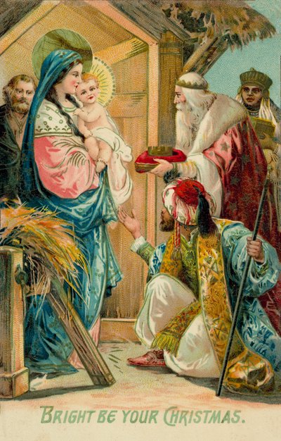 Adoración de los Reyes Magos (cromolito) de English School