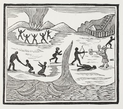 Llegada de viernes, ilustración de Chap-books del siglo XVIII de John Ashton, pub. 1882 de English School