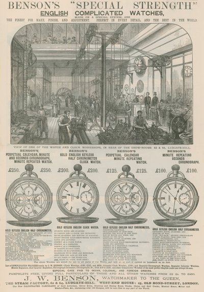 Anuncio de Relojes Ingleses Complicados de Fuerza Especial de Benson de English School