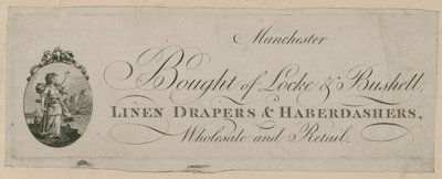 Anuncio de Bought of Locke & Bushell, Manchester de English School