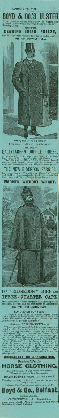 Anuncio de Boyd & Cos Ulster impermeable de English School