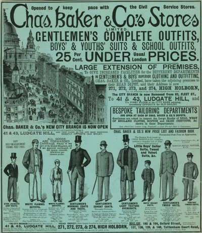 Anuncio de las tiendas de Chas Baker & Co de English School