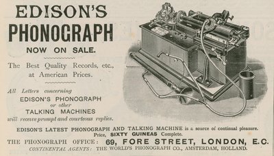 Anuncio del fonógrafo de Edison de English School
