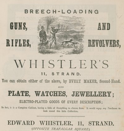 Anuncio de Edward Whistler, 11 Strand, Londres de English School