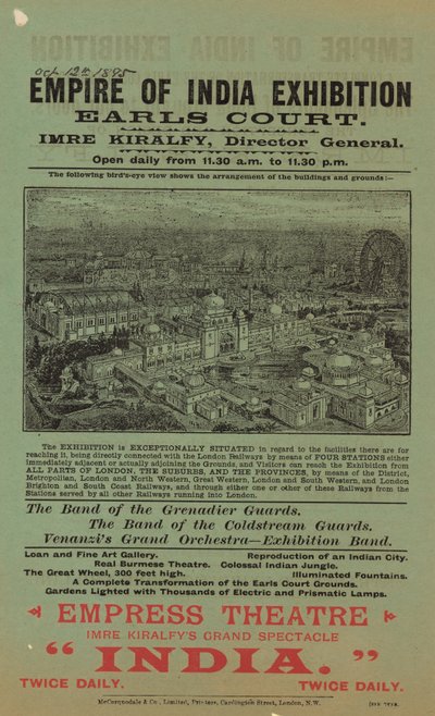 Anuncio de la Exposición del Imperio de la India, Earls Court de English School