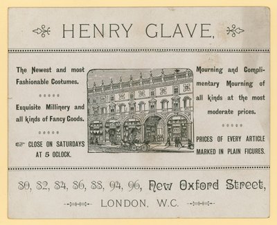 Anuncio de Henry Glave, New Oxford Street, Londres de English School