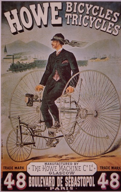 Anuncio de bicicletas Howe (litografía en color) de English School