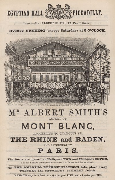 Anuncio de la aparición del Sr. Albert Smith en el Salón Egipcio de English School