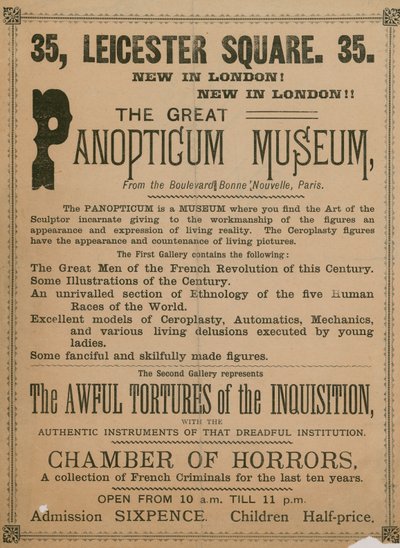 Anuncio del Gran Museo Panopticum, 35 Leicester Square, Londres, 1854 de English School